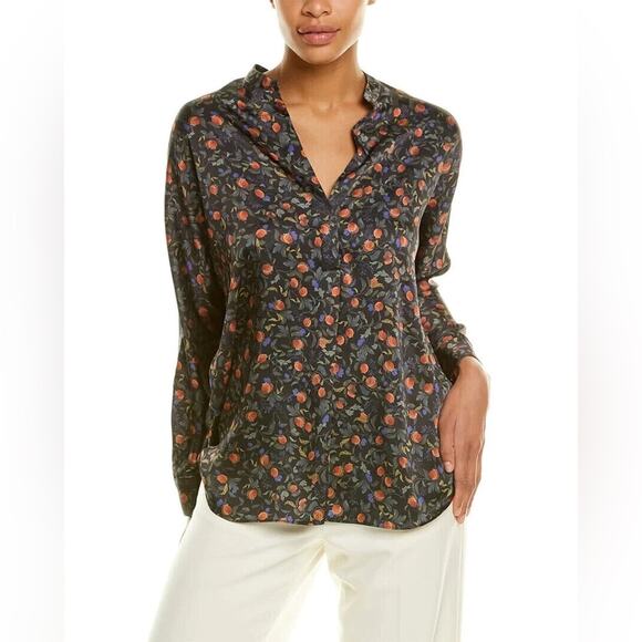 Elie Tahari | Pomegranate Relaxed Sleeve Button-Up Blouse Size Medium - Picture 1 of 7